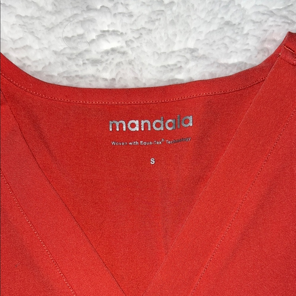 Mandala  Coral V-Neck Scrub Top - Picture 3 of 5